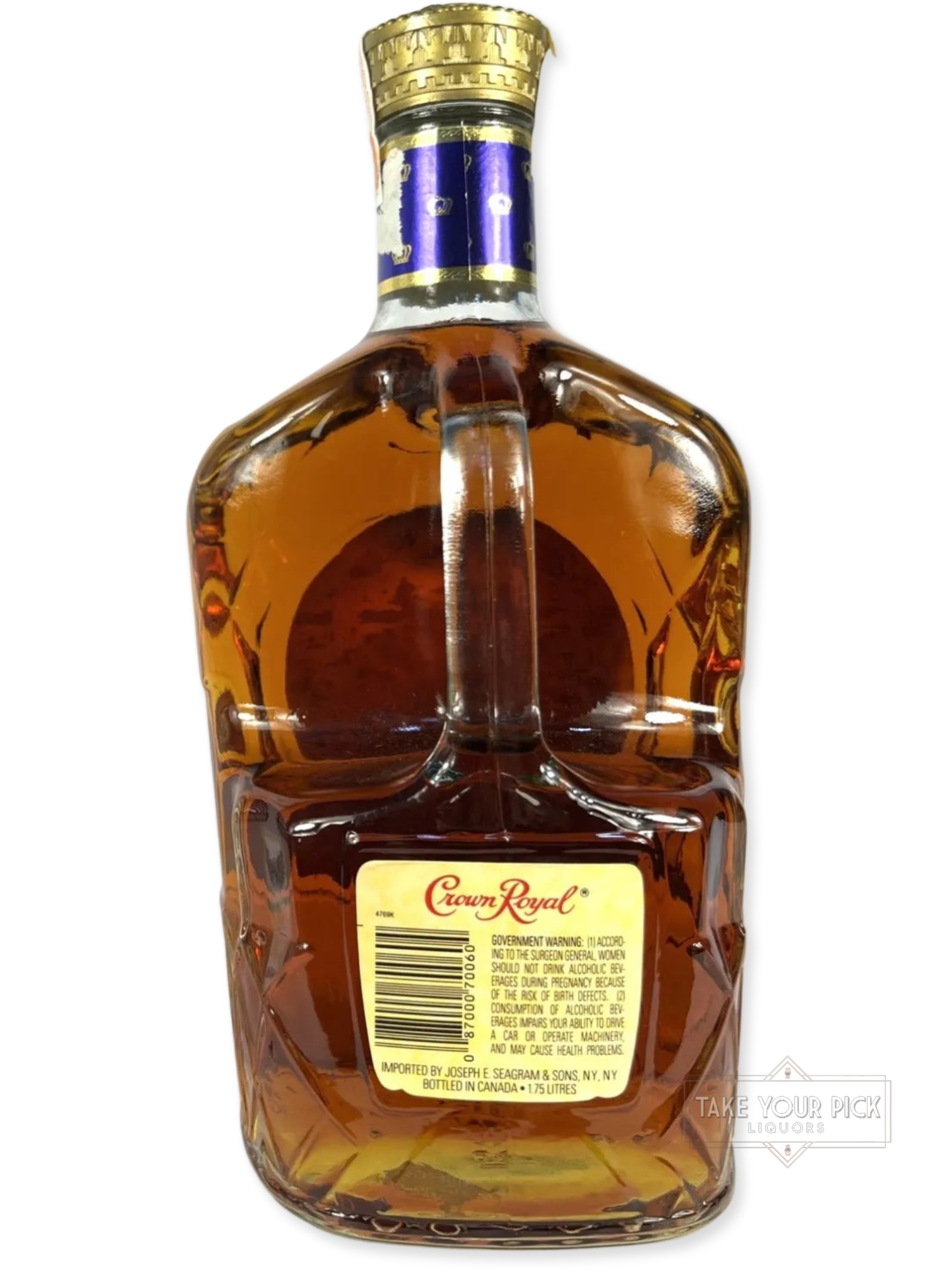 Crown Royal 1979 1.75 Liter - 80 Proof - Bottle Back
