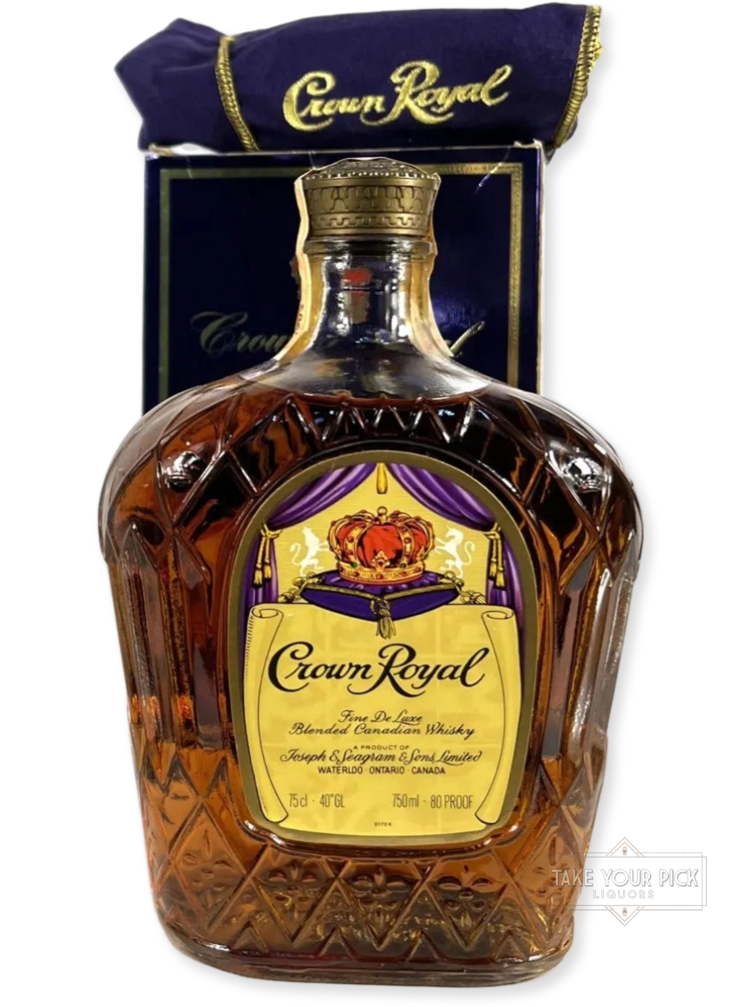 Crown Royal 1982 with bag and box - 80 Proof - Bottle Front