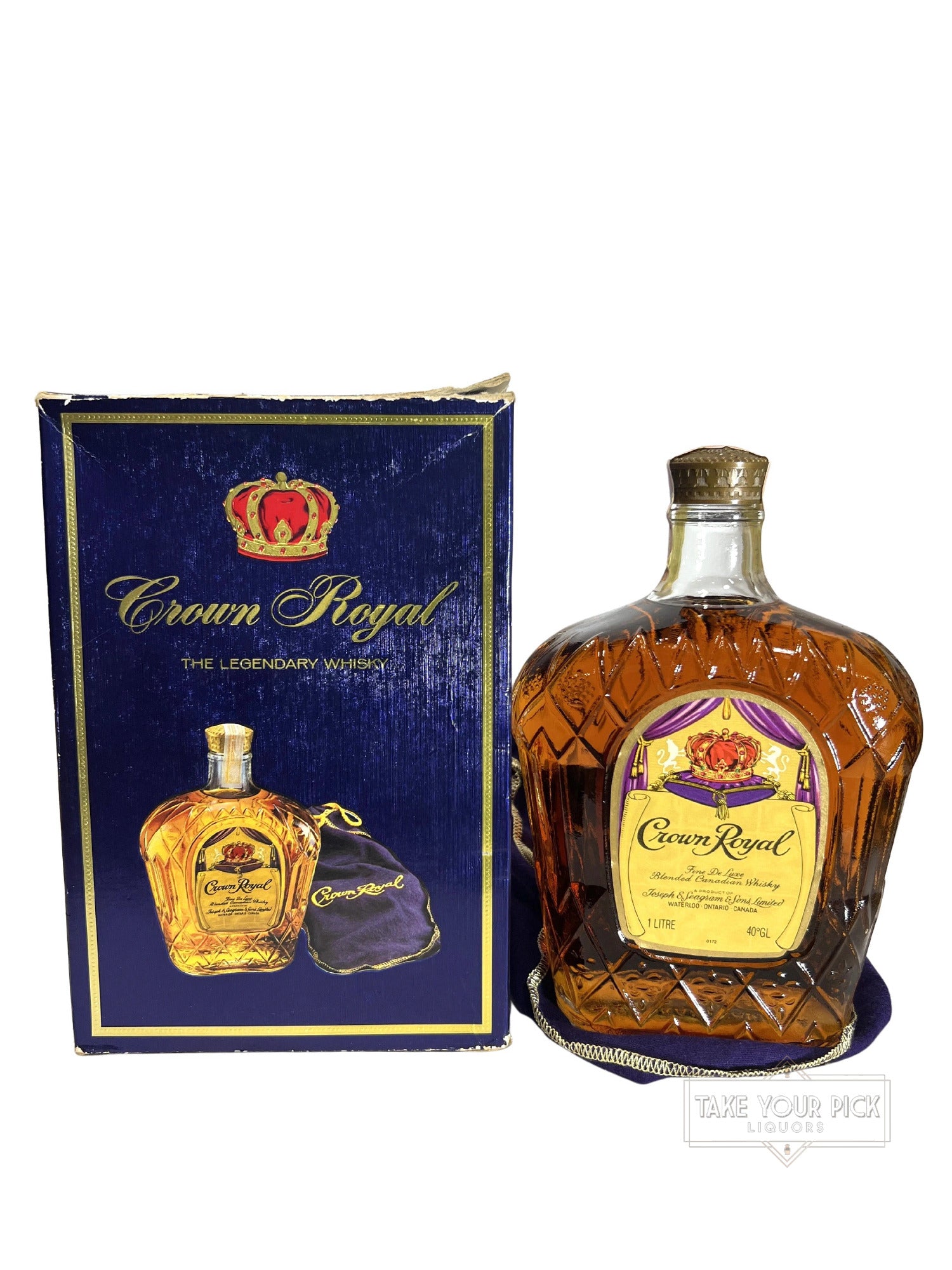 Crown Royal Fine De Luxe Blended Canadian Whisky 1975 - 80 Proof