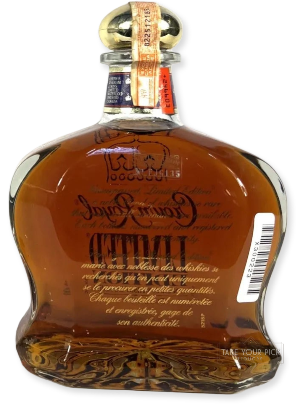 Crown Royal Limited Edition 1979 (no box) - 80 Proof - Bottle Back
