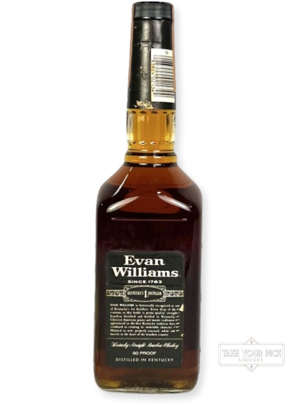 Evan Williams 8-year 1985 (pre-fire) - 90 Proof - Bottle Back
