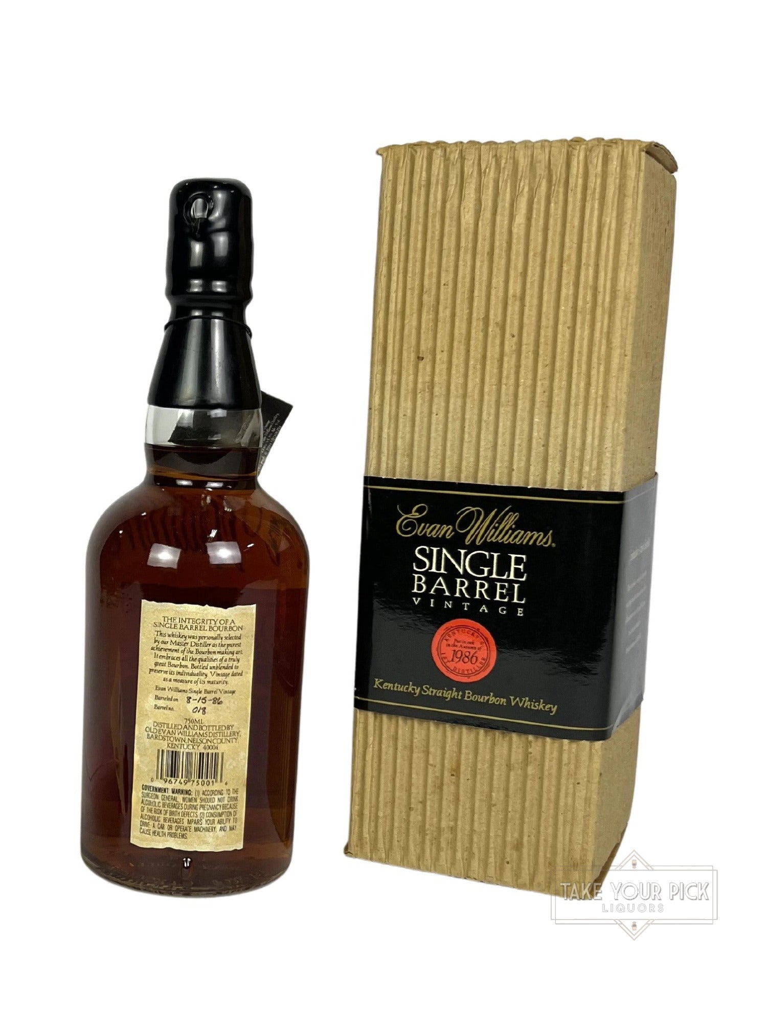 Evan Williams Single Barrel 1986 (pre-fire) - 86.6 Proof