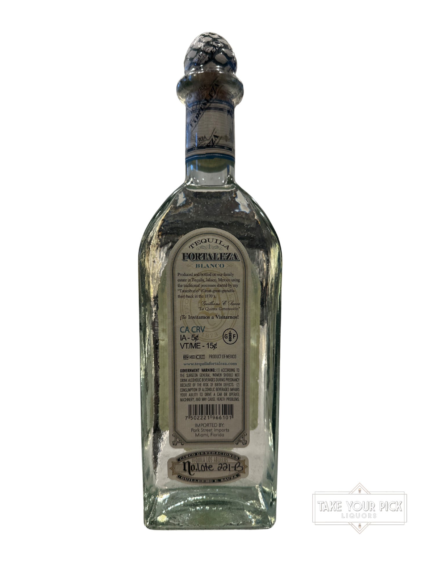 Fortaleza Blanco 80 Proof Lote 221-B 80 Proof 750ml Batch Lote 221-B