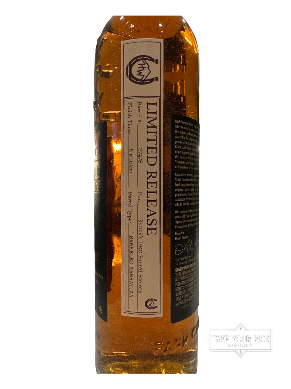 High West American Prairie Bourbon Kappy’s 1940 Barrel Society 100.6 Proof 750ml