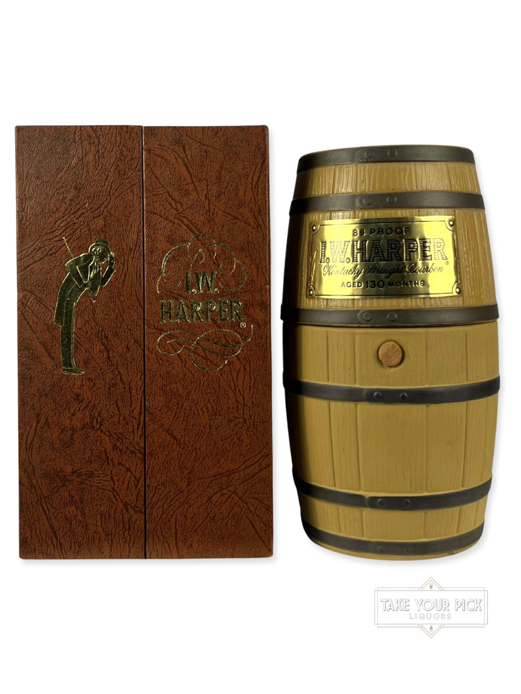 I.W. Harper mini-barrel decanter