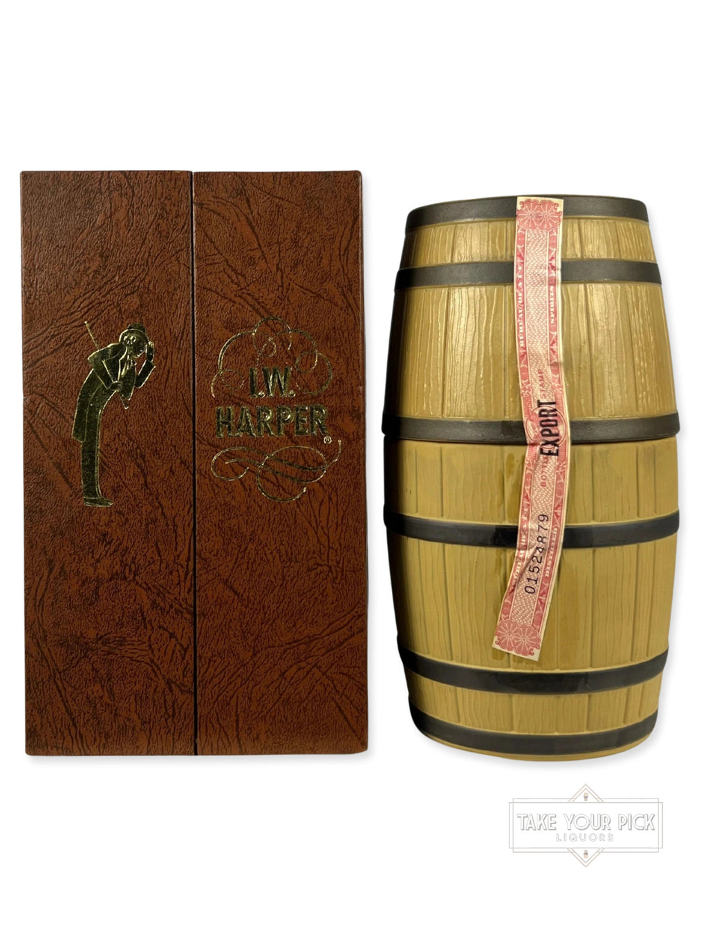 I.W. Harper mini-barrel decanter