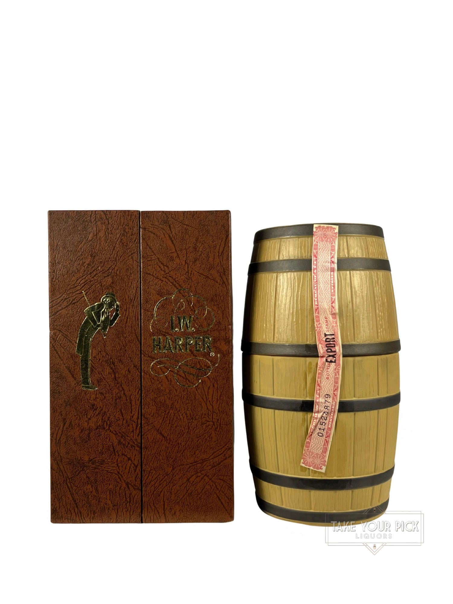I.W. Harper mini-barrel decanter