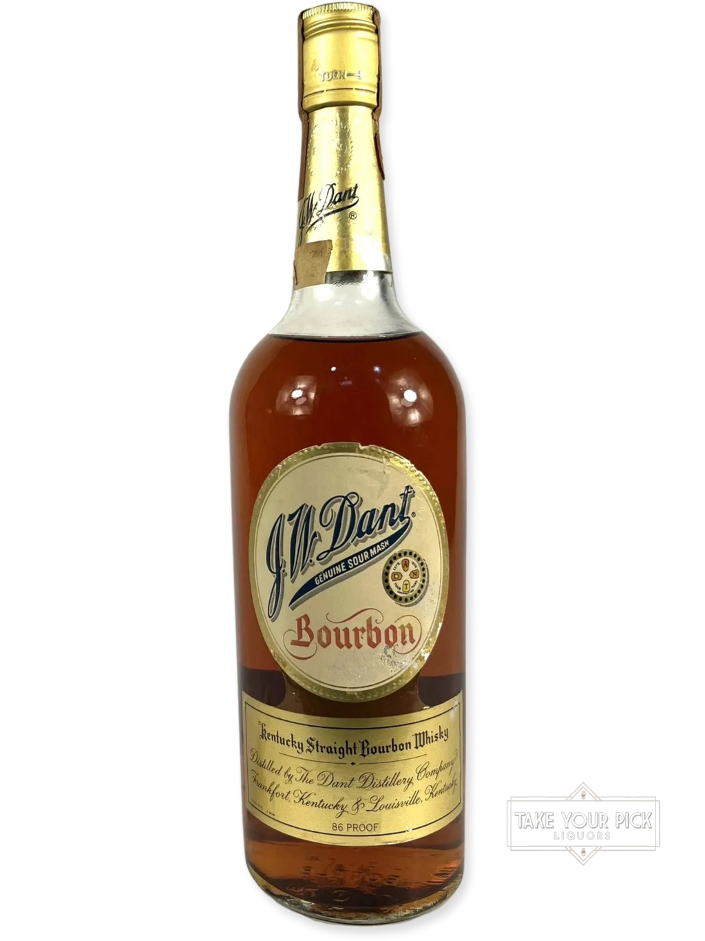 J.W. Dant Sour Mash Bourbon 1972 - 86 Proof - Bottle Front