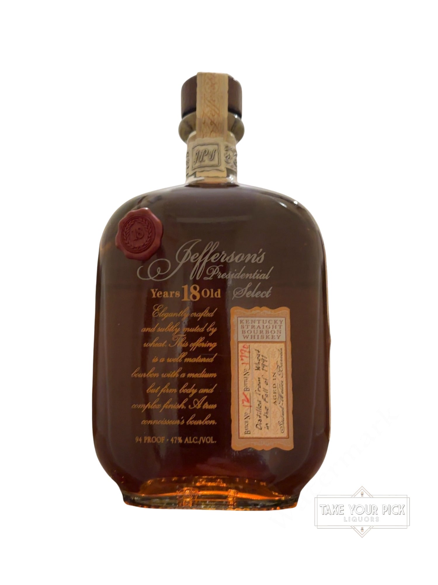 Jefferson's / Stitzel Weller Jefferson's Presidential 18 Years Old Select 94 Proof