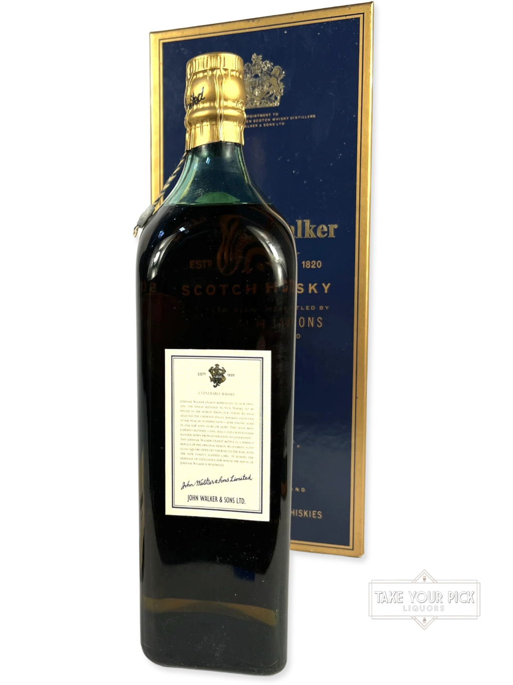 Johnnie Walker Oldest (1990's Predecessor to Blue Label) - 86 Proof - Bottle Back