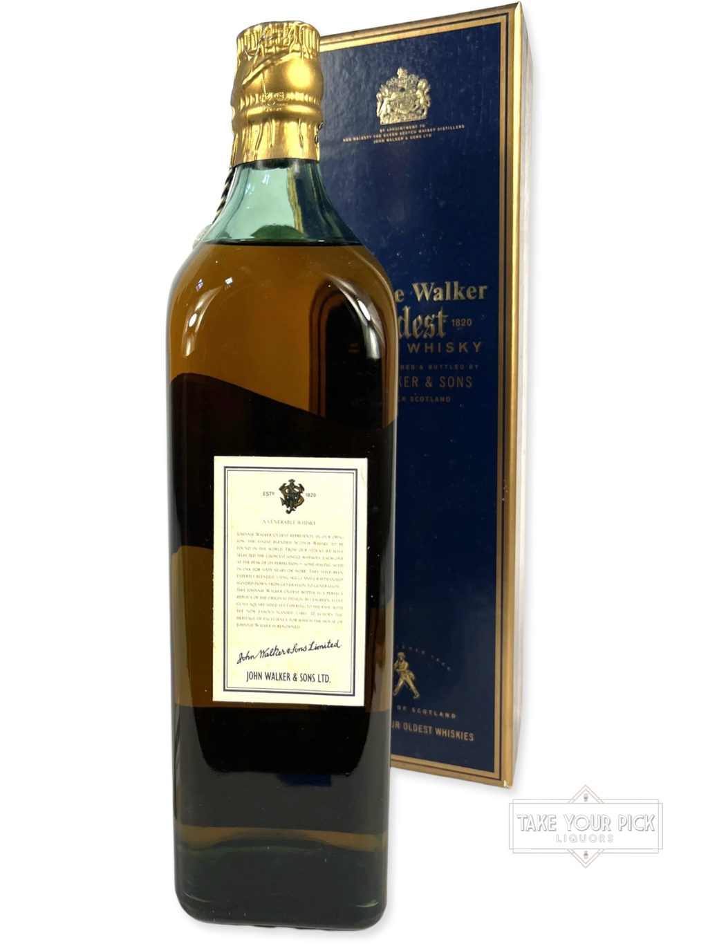Johnnie Walker Oldest (1990's Predecessor to Blue Label) - 86 Proof - Bottle Back