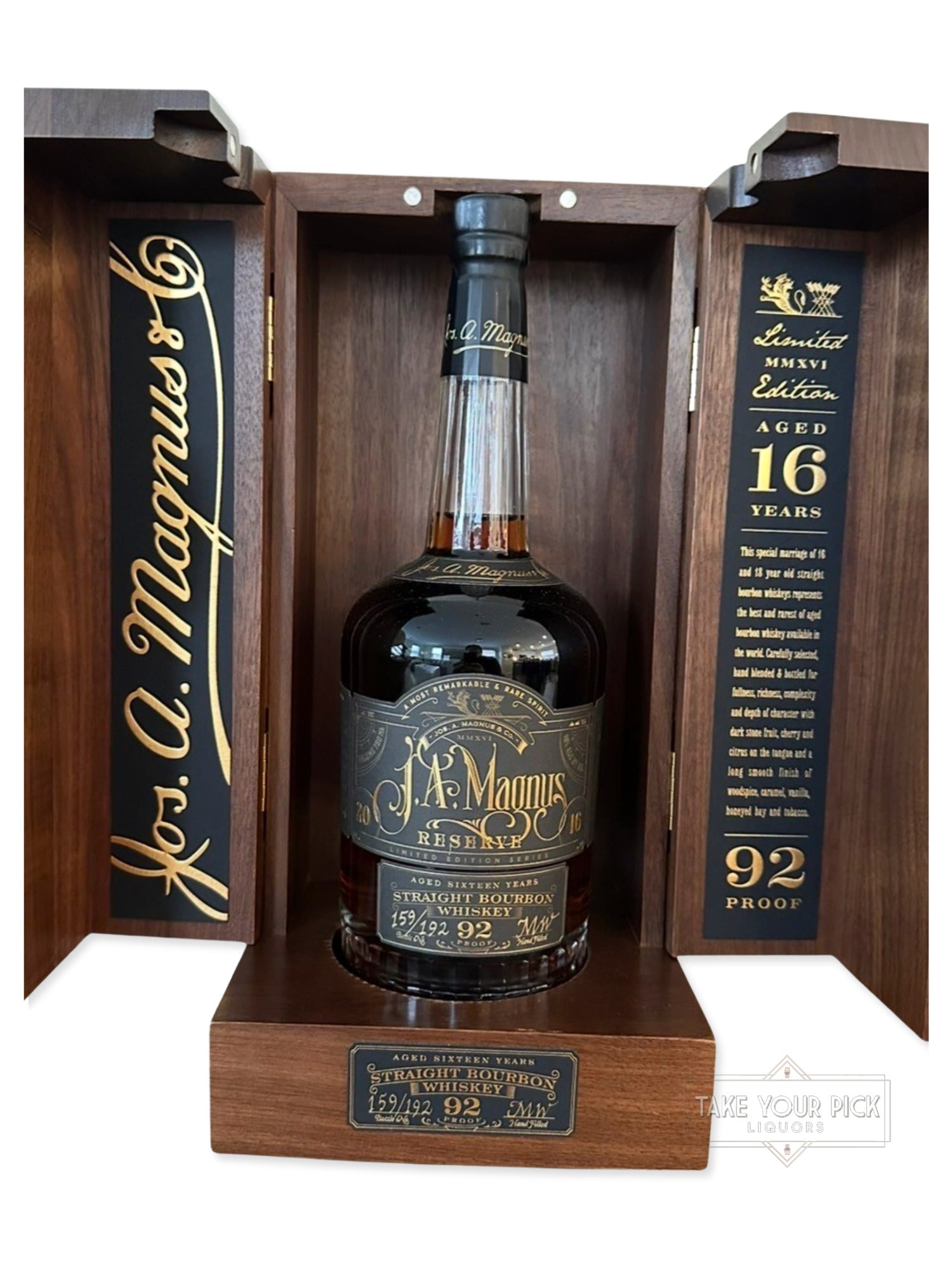 Jos. A. Magnus & Co. J.A. Magnus Reserve Aged Sixteen Years Straight Bourbon Whiskey 92 Proof