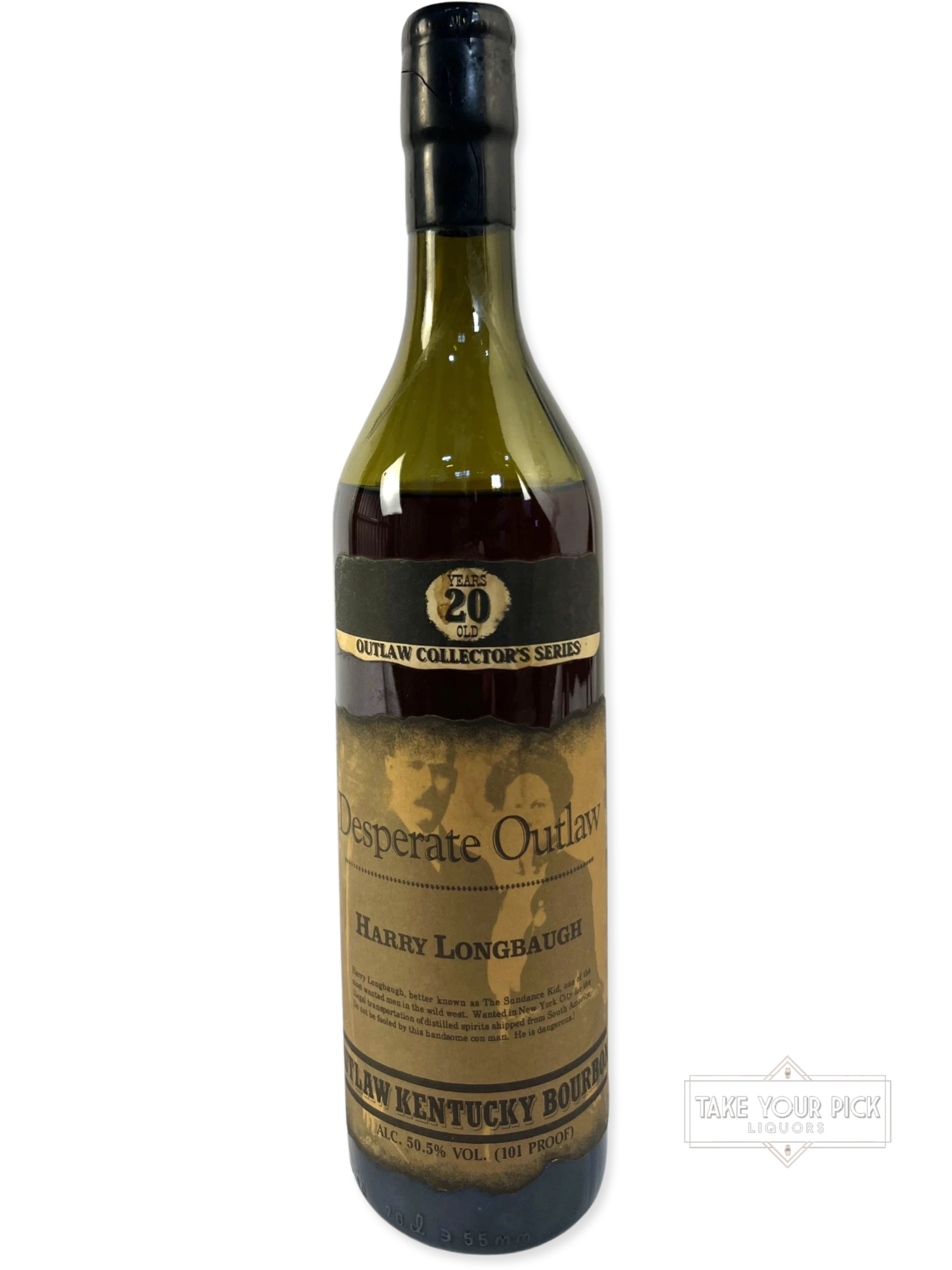 KBD/Willett Desperate Outlaw Harry Longbaugh 20-year 101 pf. 1990's - 101 Proof - Bottle Front