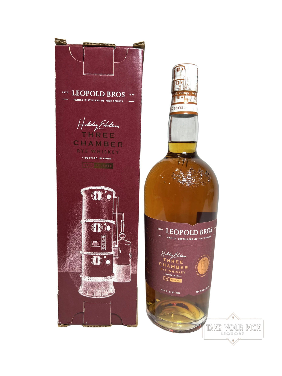 Leopold Brothers 2021 Holiday Edition Three Chamber Rye Bottle in Bond 100 Proof 750ml