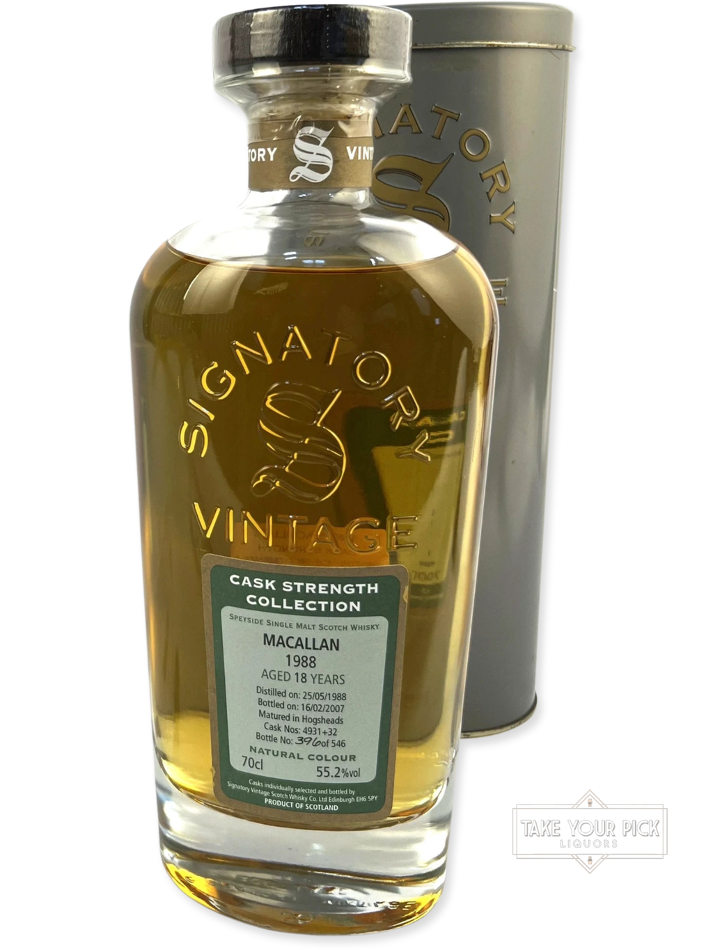 Macallan 18-year Signatory Cask Strength Collection 1988 - 110.4 Proof - Bottle Front