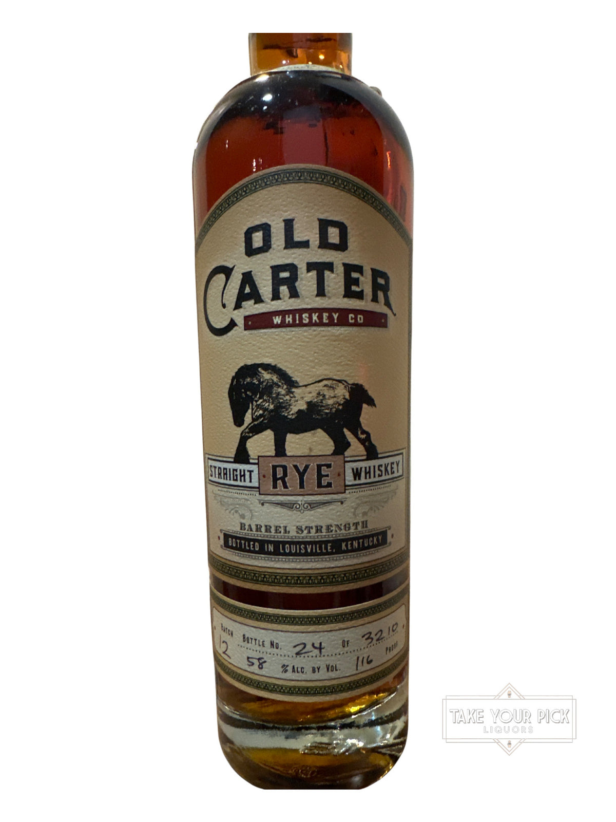 Old Carter Straight Rye Whiskey 116 Proof 750ml Batch 12