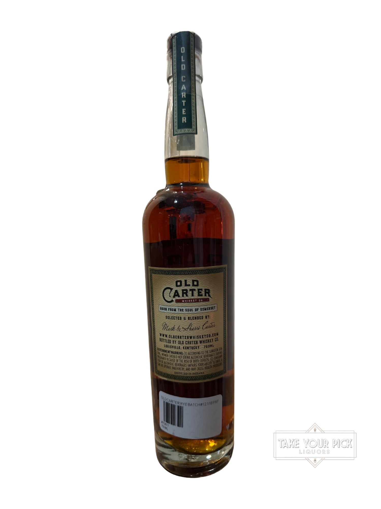 Old Carter Straight Rye Whiskey 116 Proof 750ml Batch 12