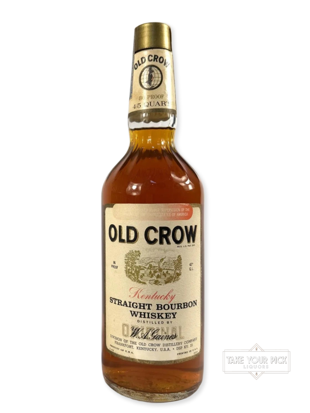 Old Crow Bourbon 86pf. 4/5 quart 1969 (National Distillers) - 86 Proof