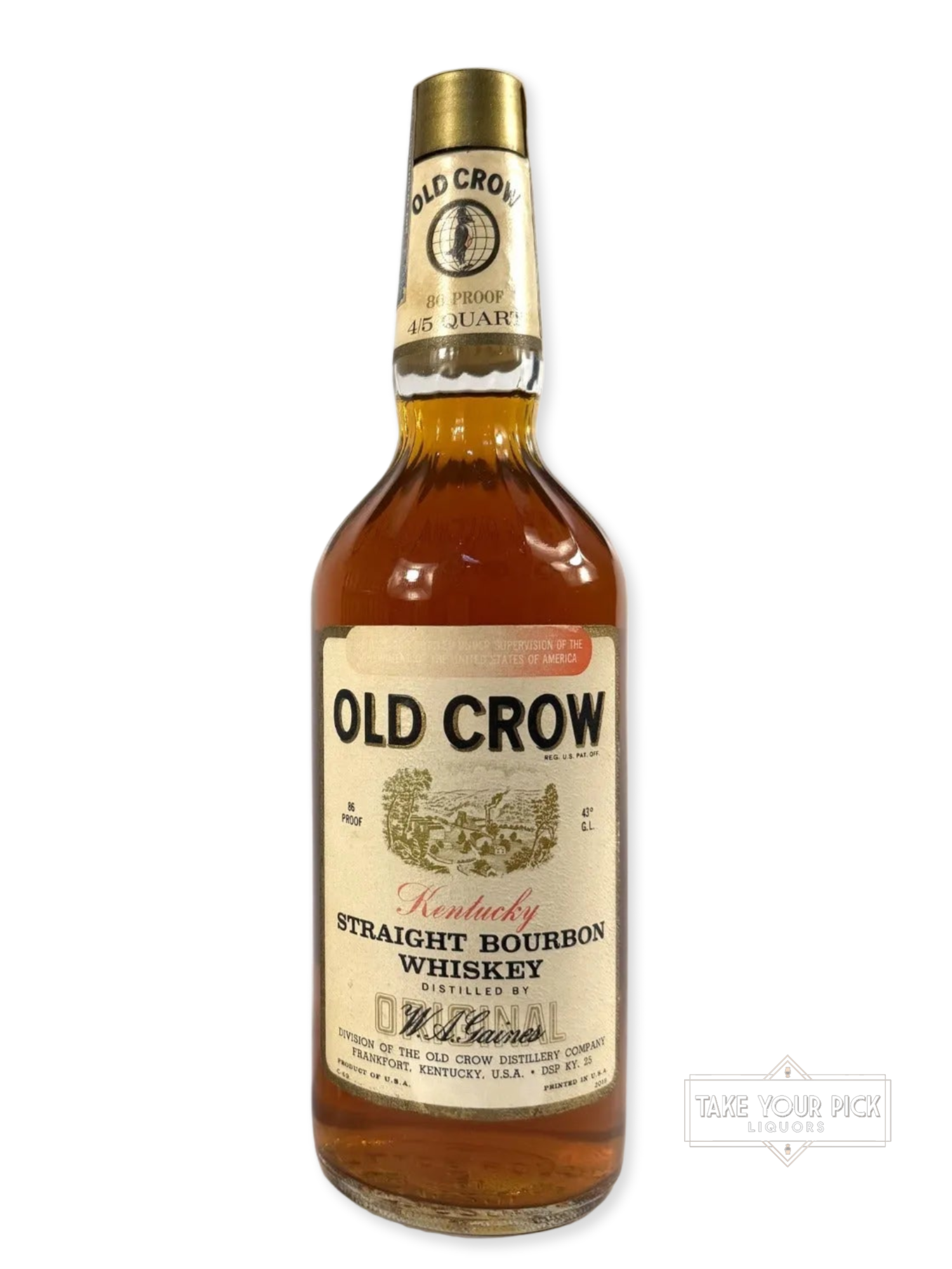 Old Crow Bourbon 86pf. 4/5 quart 1969 (National Distillers) - 86 Proof