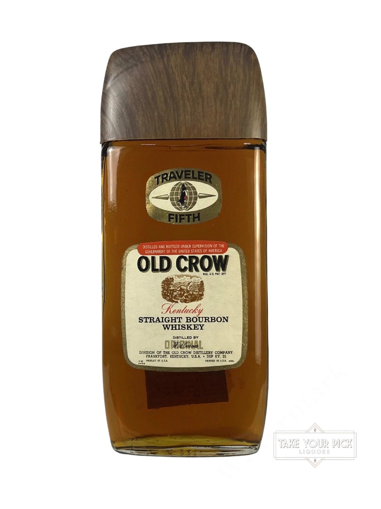 Old Crow Kentucky Straight Bourbon Whiskey Traveler's Fifth 1969