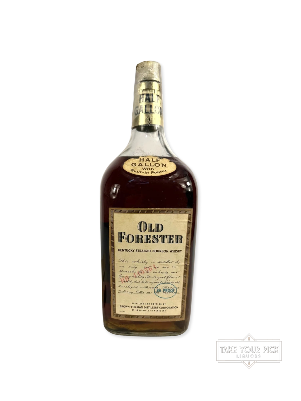 Old Forester 1978 Half Gallon - 86 Proof - Bottle Front