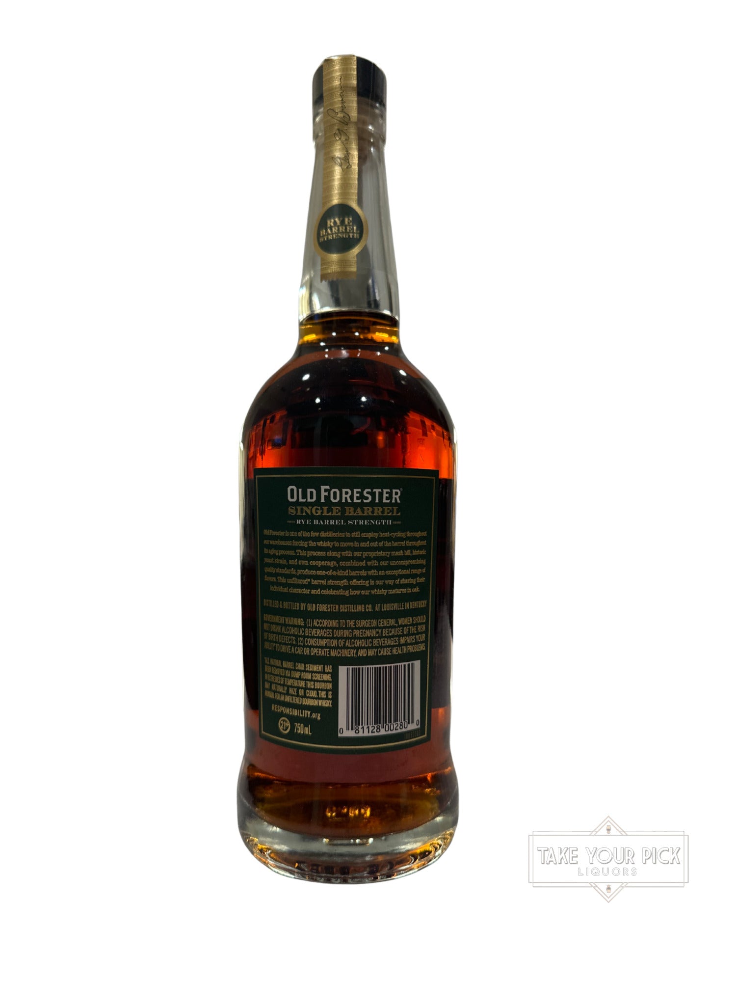 Old Forester Single Barrel Rye Barrel Strength 130.7 Proof 750ml