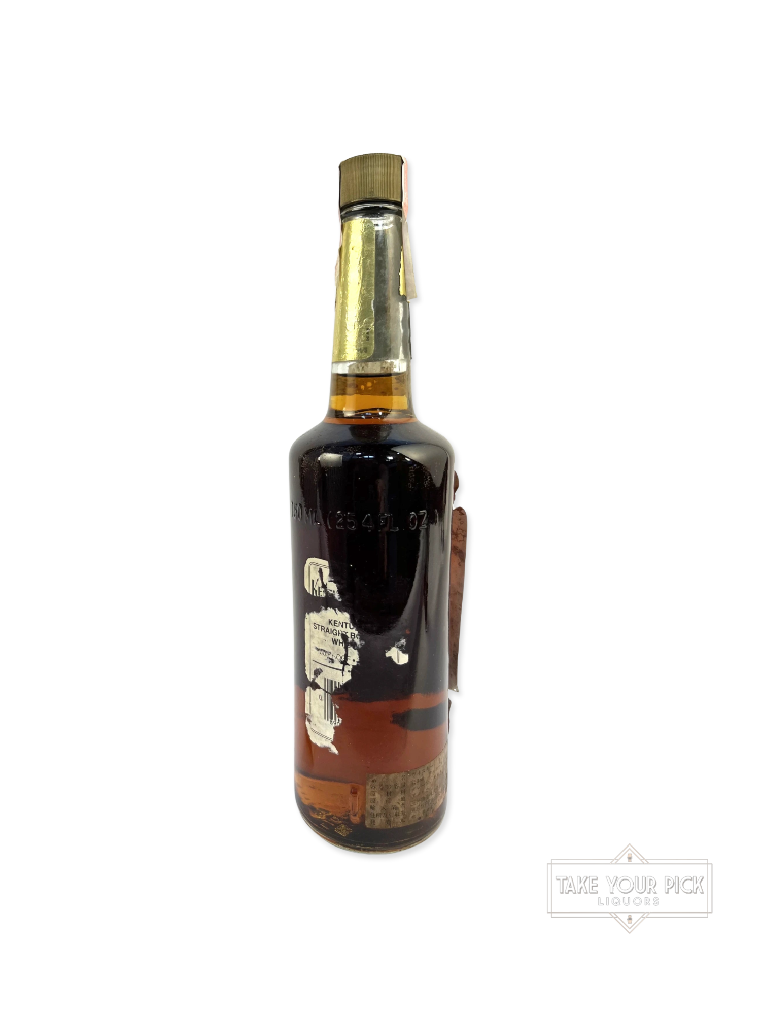 Old Kentucky Tavern 86pf. (Glenmore) 1987, label damaged - 86 Proof - Bottle Back