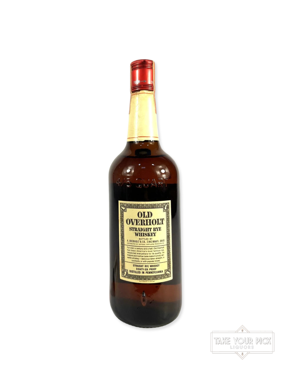 Old Overholt Straight Rye 1972 PA distilled (National Distillers) - 86 Proof - Bottle Back