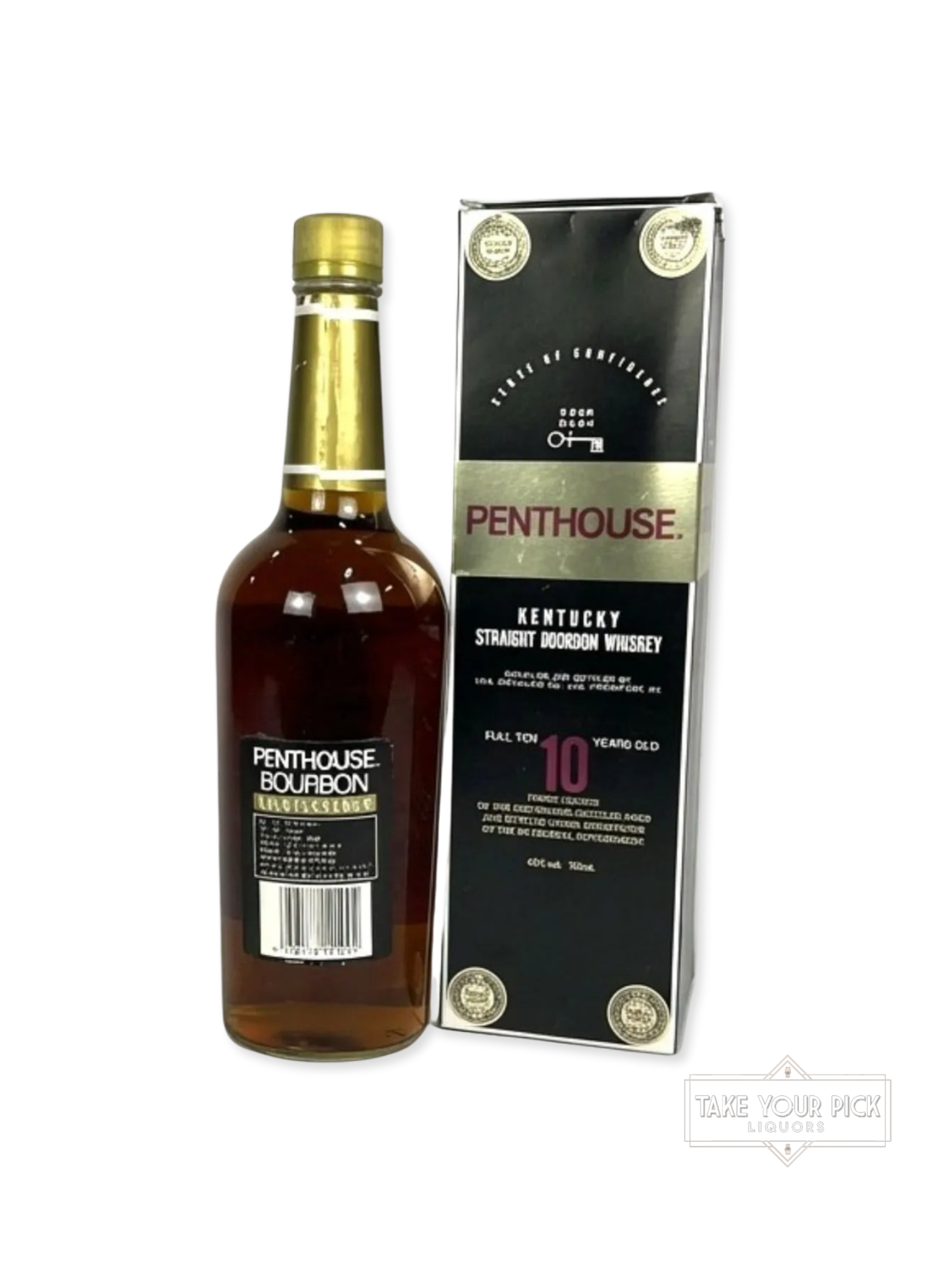 Penthouse Kentucky Straight Bourbon Whiskey 1989 - 86 Proof - Bottle Back