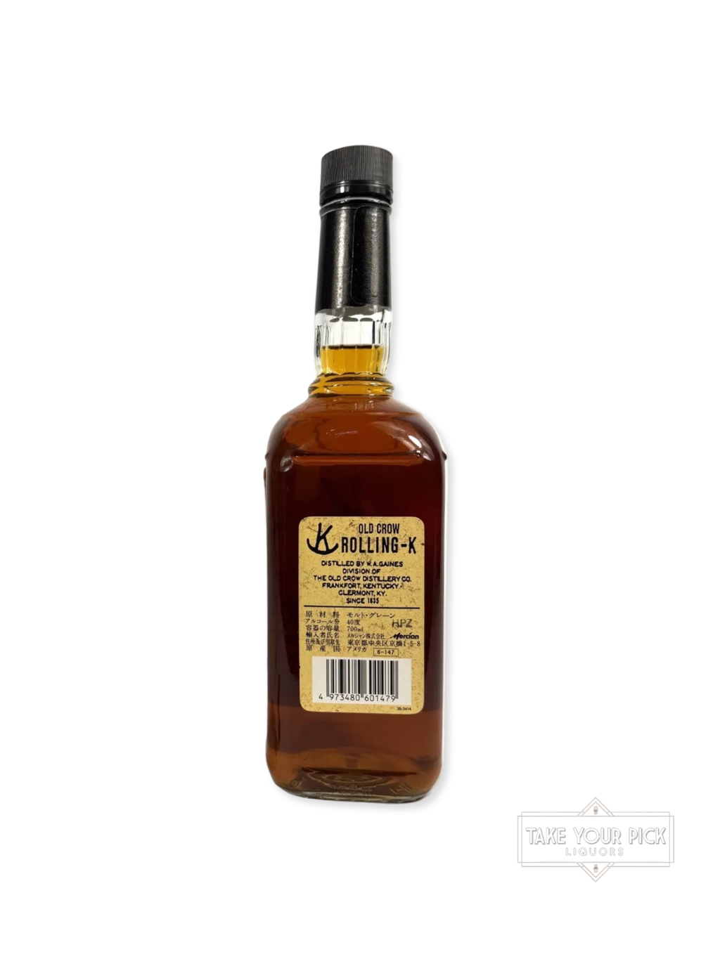 Rolling-K Old Crow 1992 (National Distillers) - 80 Proof - Bottle Back