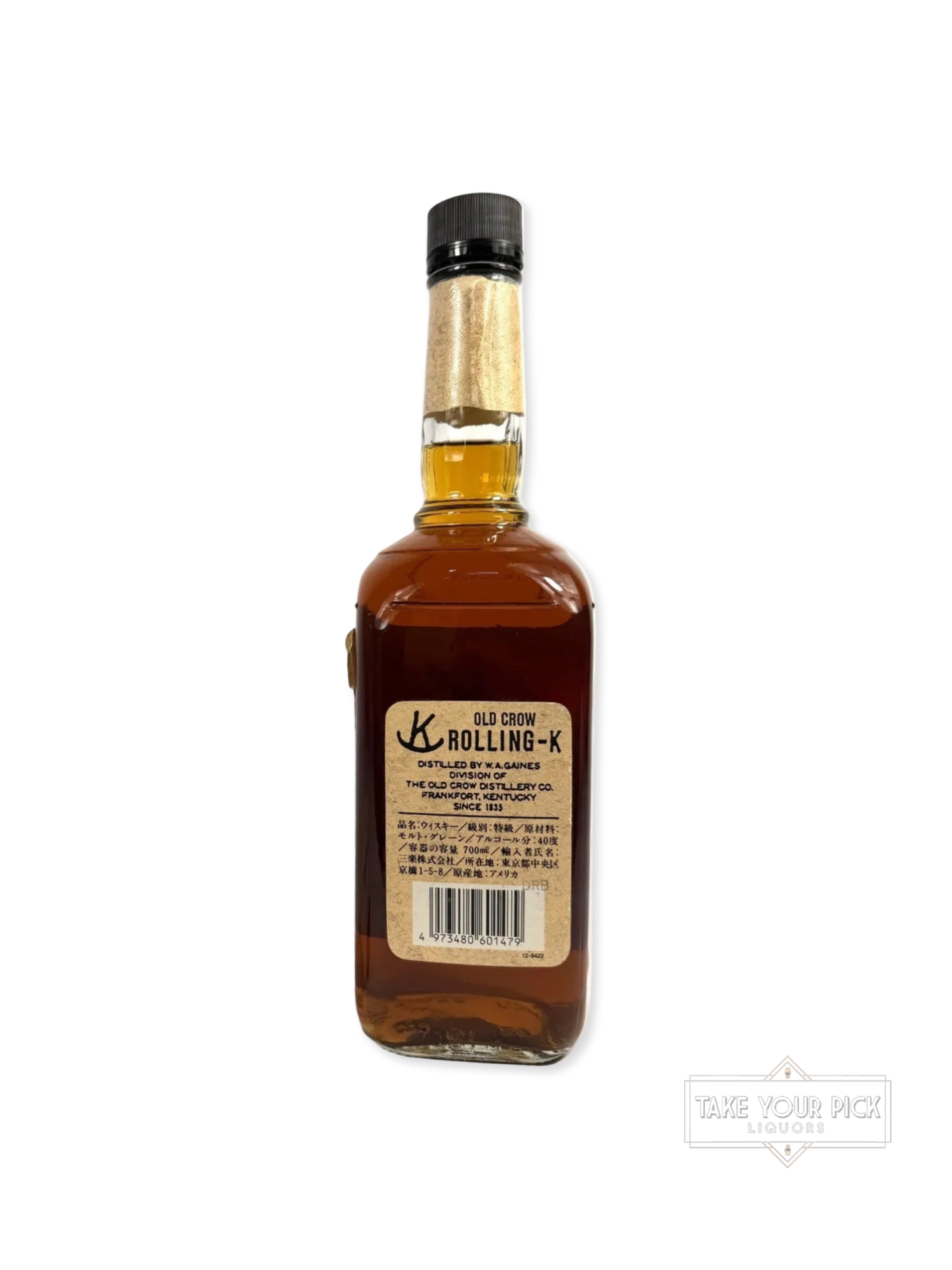Rolling K Old Crow 1988 (National Distillers) - 80 Proof - Bottle Back