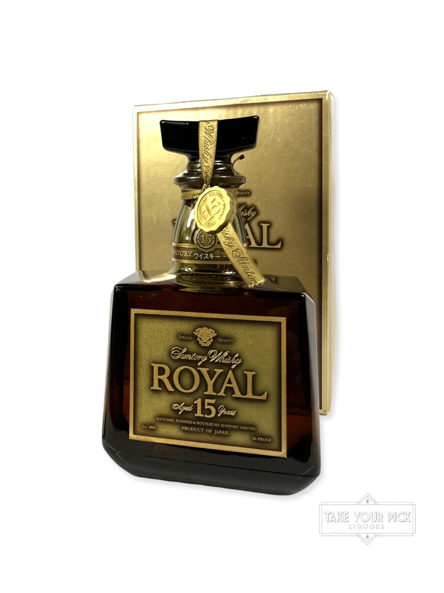 Suntory 15-year Gold Label 1990's with box - 86 Proof - Bottle Front