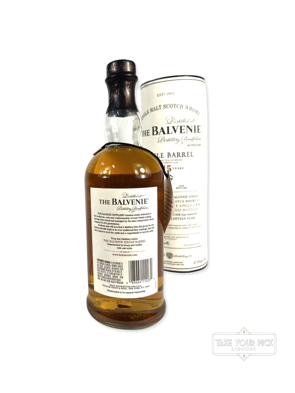 The Balvenie Single Barrel Aged 15 Years 1993–2009 - 95.6 Proof - Bottle Back