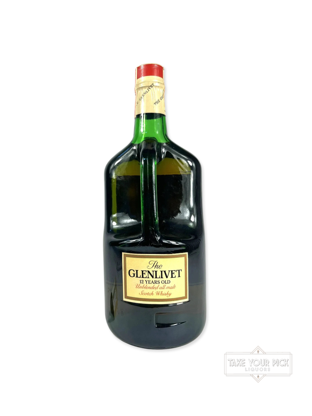 The Glenlivet 12 Years Old Unblended All Malt 1970's 1.75 Liter - 86 Proof - Bottle Back