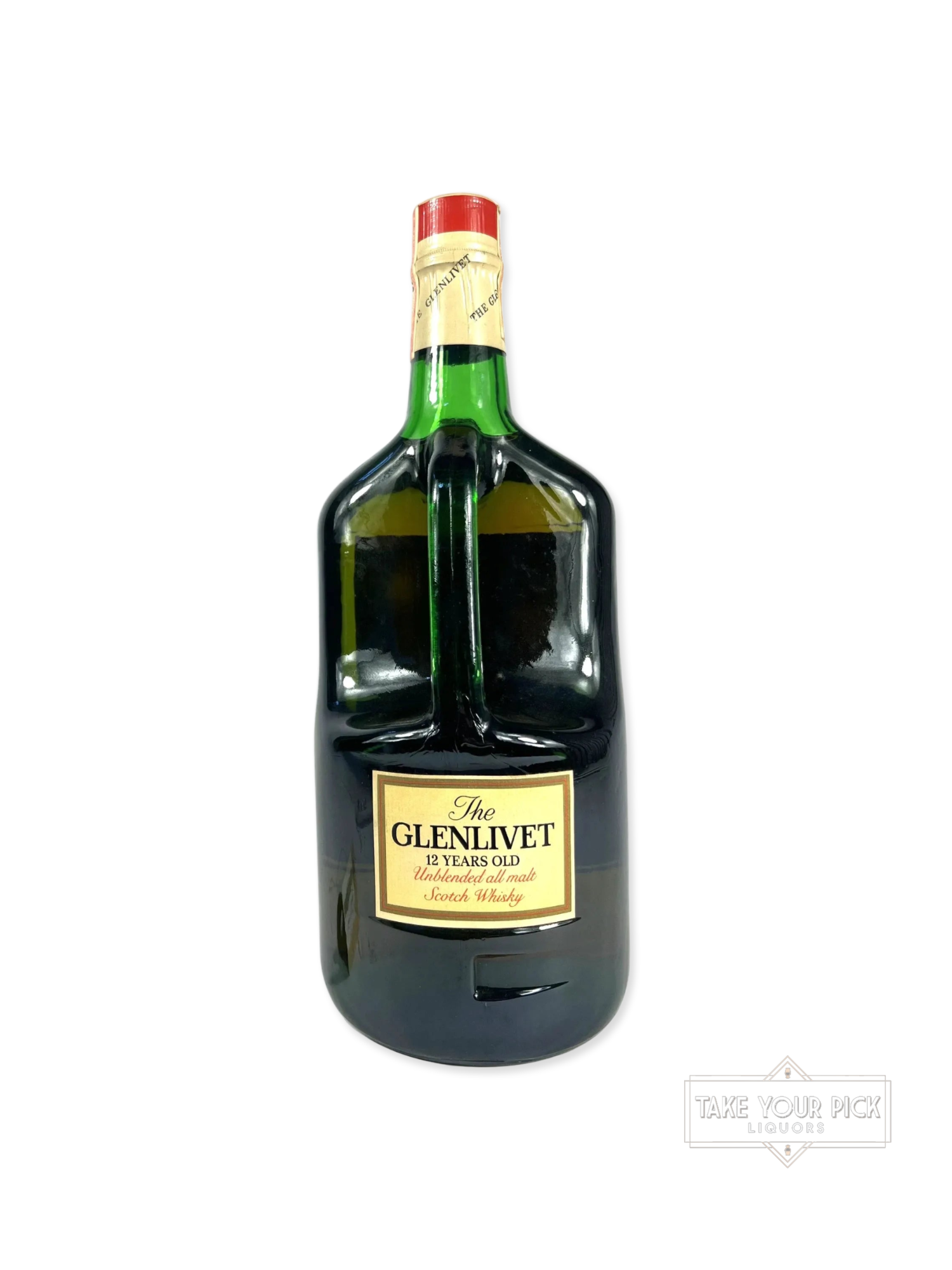 The Glenlivet 12 Years Old Unblended All Malt 1970's 1.75 Liter - 86 Proof - Bottle Back