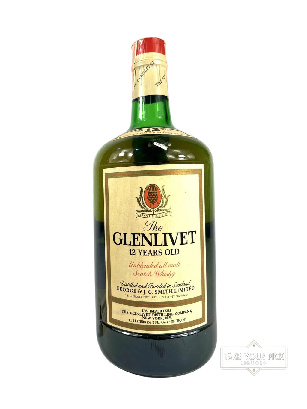 The Glenlivet 12 Years Old Unblended All Malt 1970's 1.75 Liter - 86 Proof