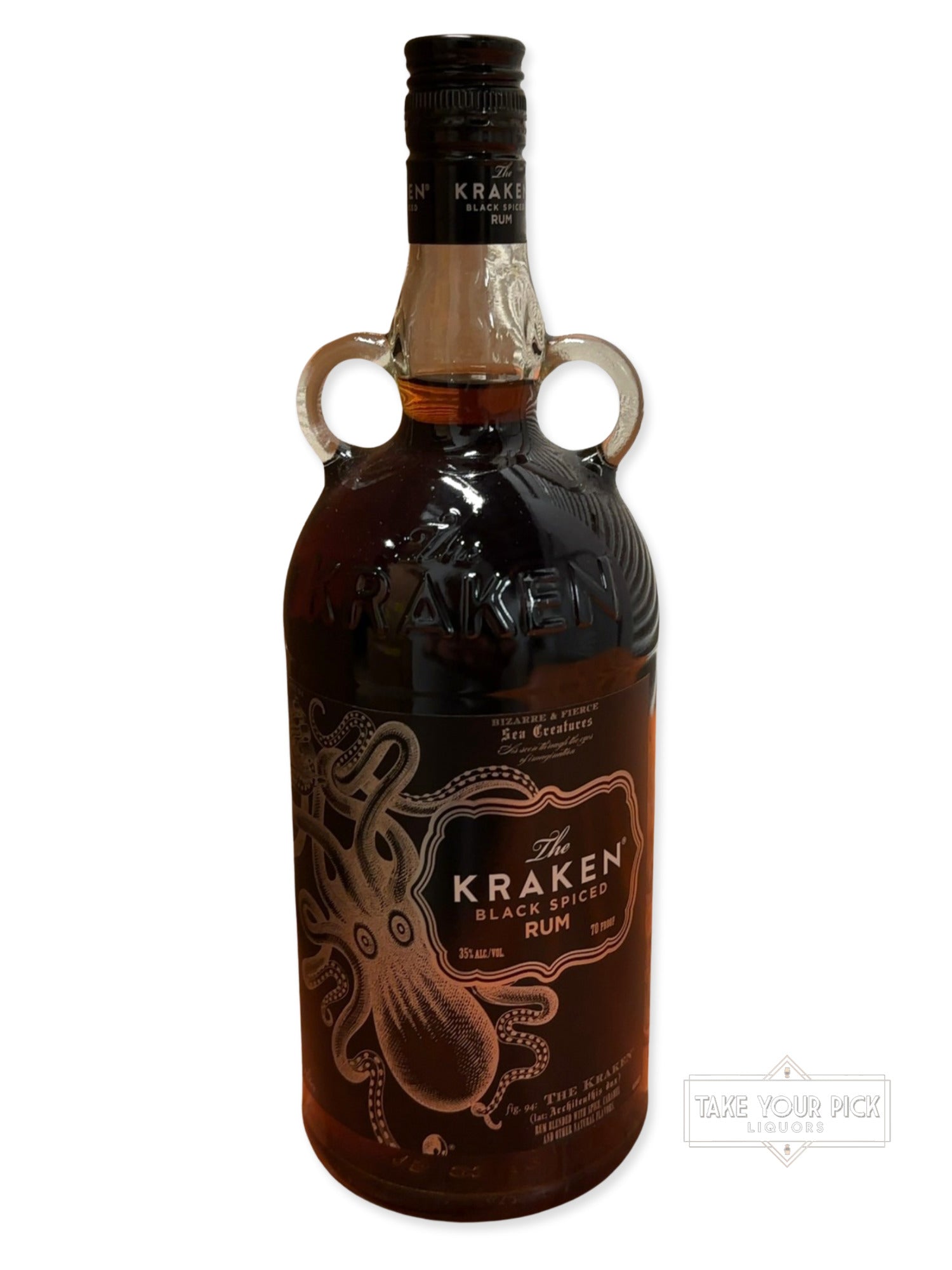 The KRAKEN BLACK SPICED RUM 70 Proof