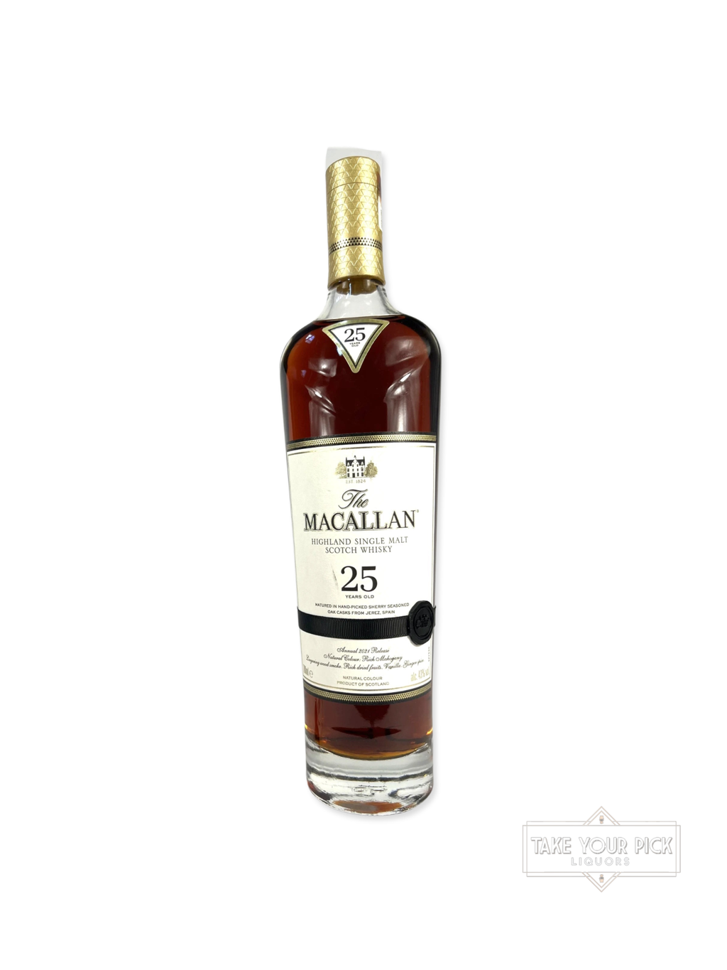 The Macallan 25-year Sherry Cask 2021 700ml (no box) - 86 Proof - Bottle Front