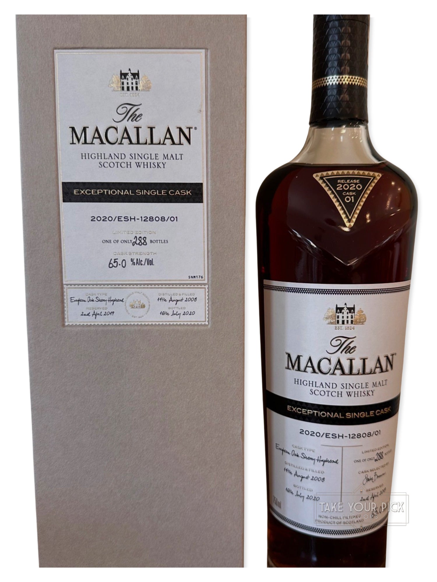 The Macallan Distillers Ltd. The Macallan Highland Single Malt Scotch Whisky Exceptional Single Cask 2020/ESH-12808/01 130 Proof