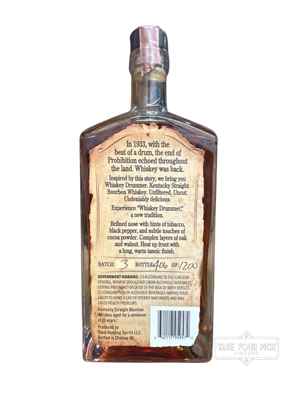 Three Chord 15 Year Whiskey Drummer 107.4 Proof 750ml Batch 3