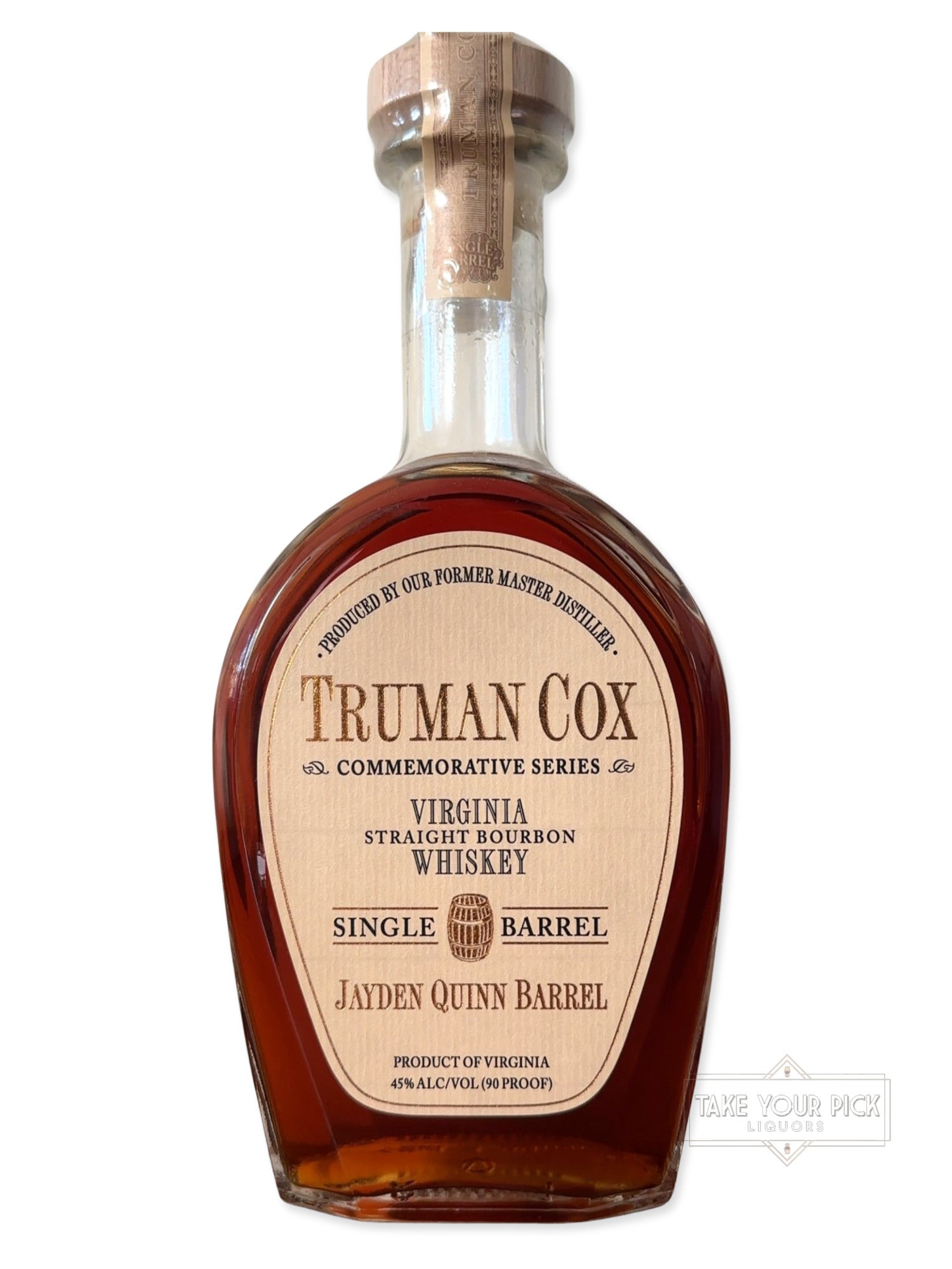 Truman Cox VIRGINIA STRAIGHT BOURBON WHISKEY Jayden Quinn Barrel 90 Proof
