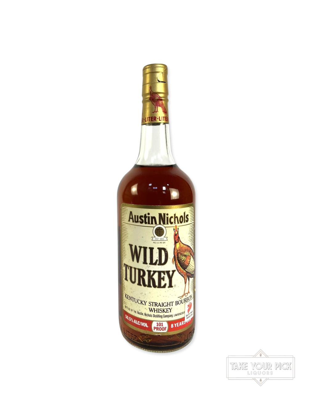 Wild Turkey 8/101 1992 Liter - 101 Proof - Bottle Front
