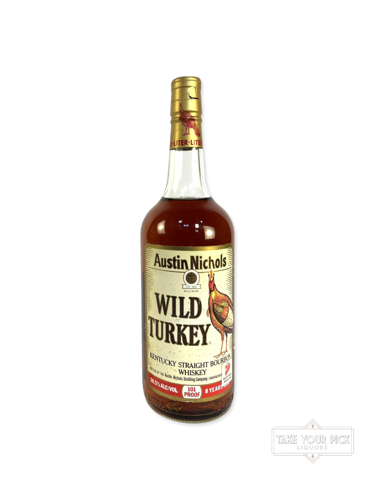 Wild Turkey 8/101 1992 Liter - 101 Proof - Bottle Front