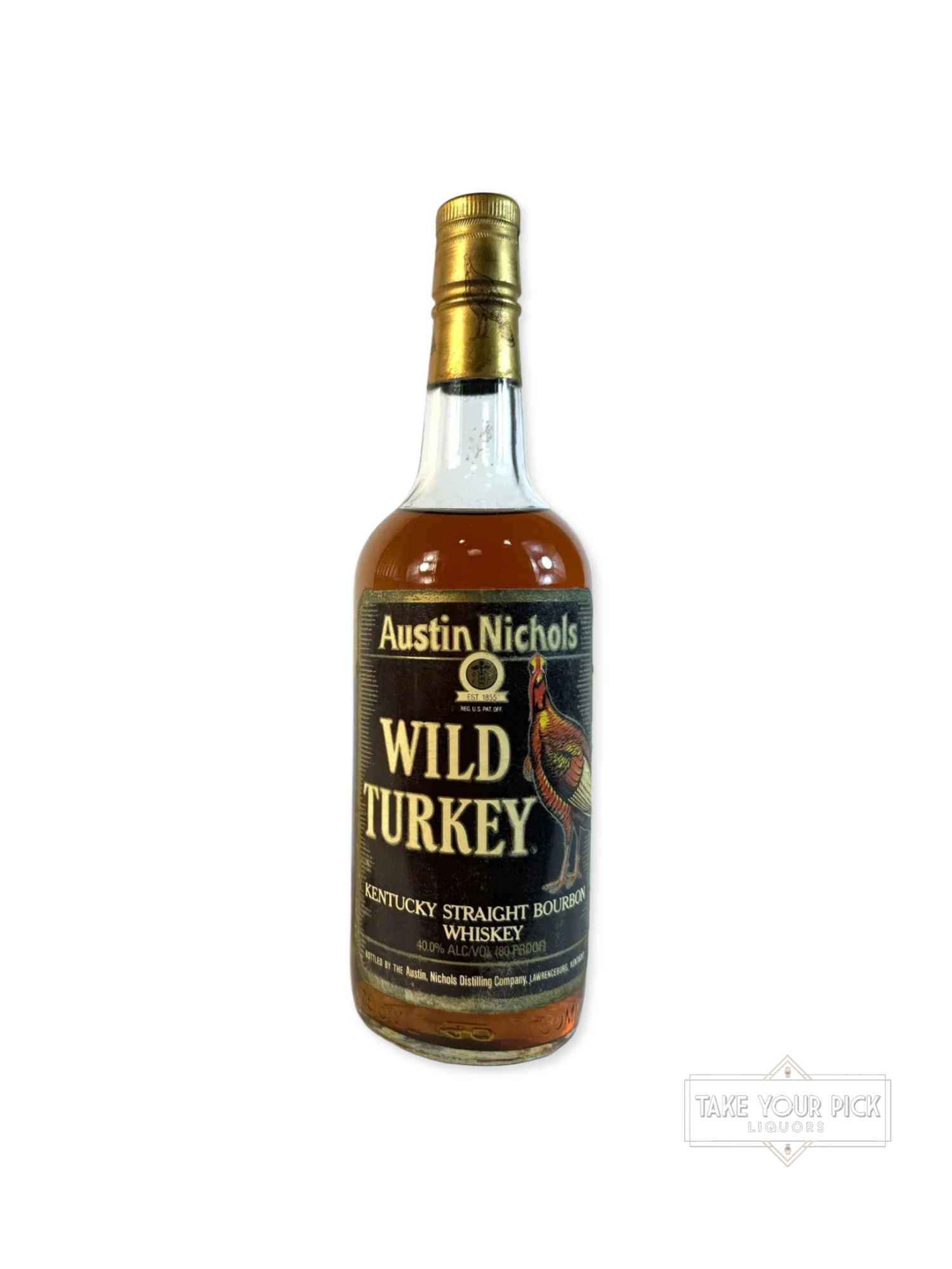 Wild Turkey Brown Label 80pf. 1991 - 80 Proof - Bottle Front