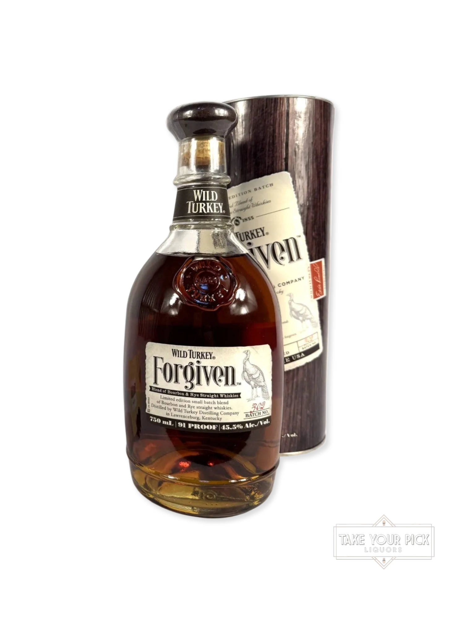 Wild Turkey Forgiven with tube - 91 Proof - Bottle Front