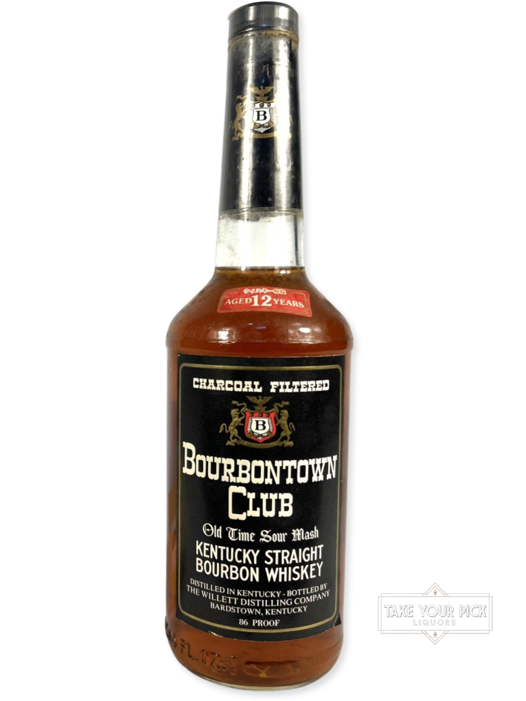 Willett/KBD Bourbontown Club 12-year 1988 - 86 Proof - Bottle Front