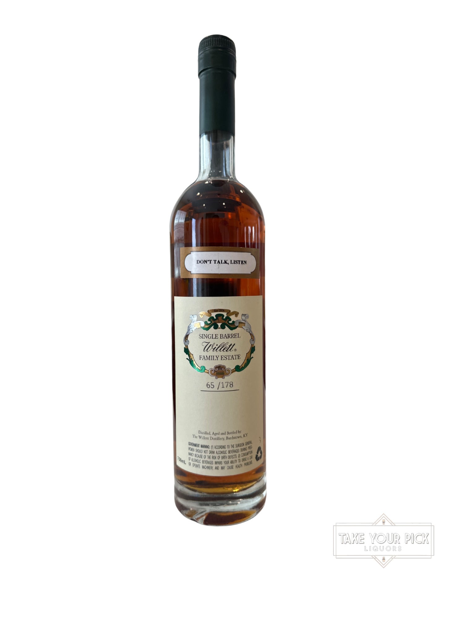 Willett Don’t Talk Listen Family Estate Bottled Single Barrel Straight Rye Whiskey 114.8 Proof 750ml