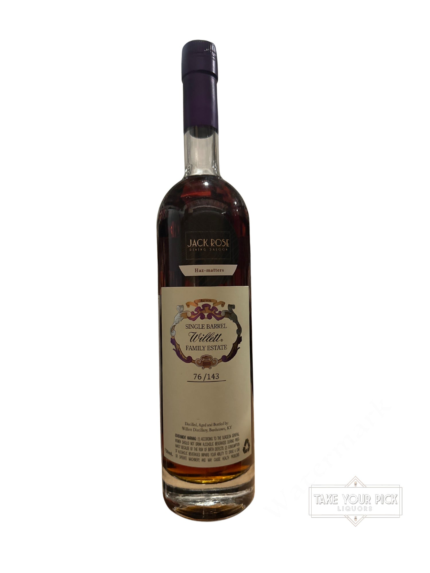 Willett Haz-matters Willett Jack Rose Dining Saloon Haz-matters Family Estate Bottled Single Barrel Bourbon 148.0 Proof
