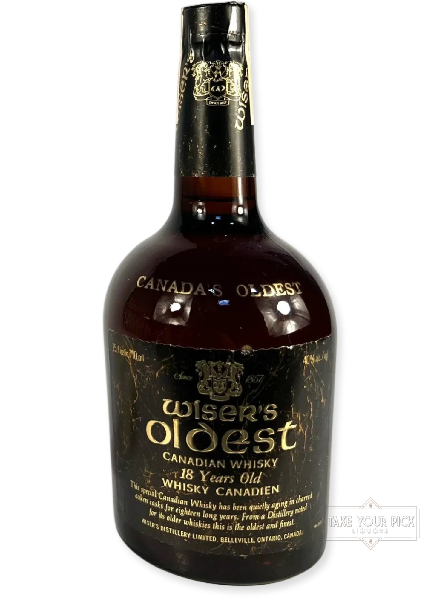 Wiser's Oldest 18-year 1978 - 80 Proof - Bottle Front