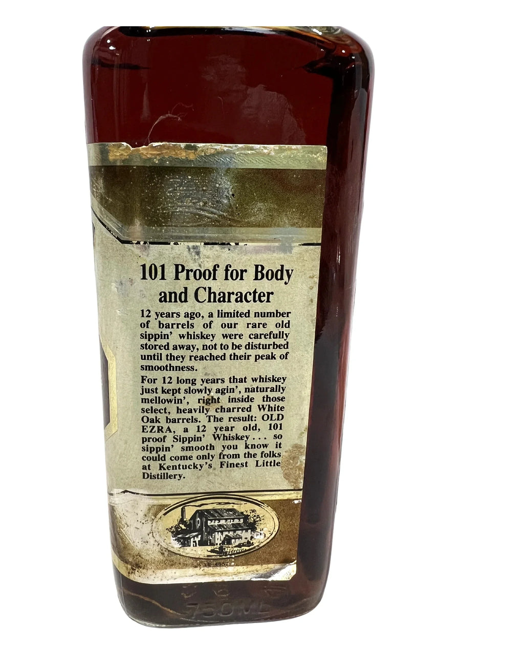 Old Ezra 12 Year (Damaged Label) 101 Proof 750ml (1990) -bottle detail 1